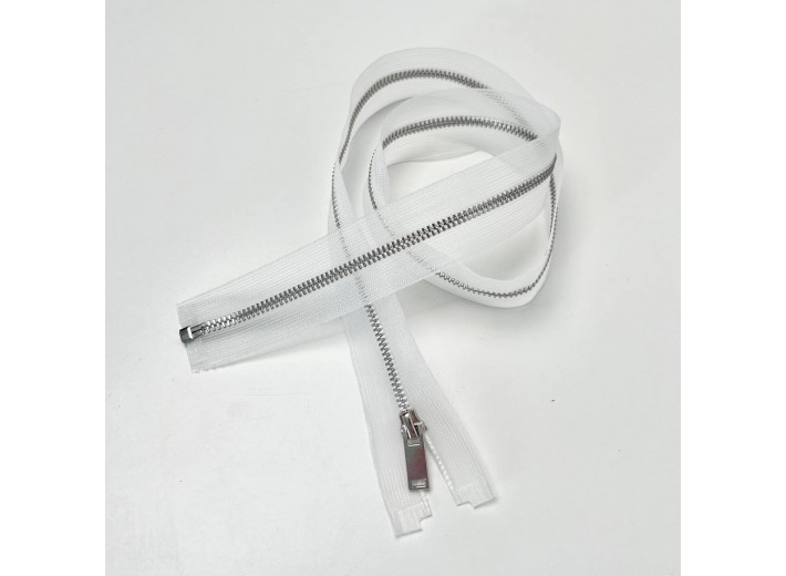 Молния металл ZM06, тип 3, 1 замок,  Прозрачный/никель 70 см