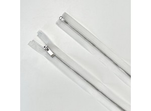 Молния металл ZM06, тип 3, 1 замок,  Прозрачный/никель 70 см