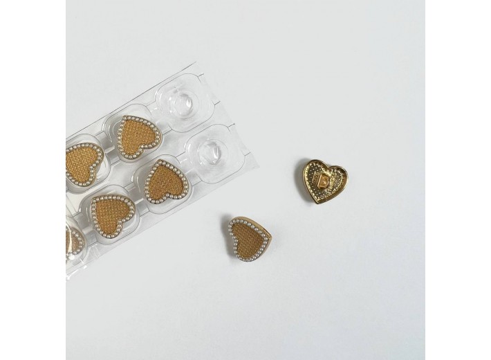 Пуговица "Сердце с жемчугом" золото MP32