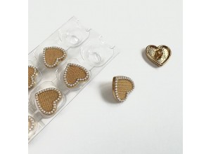 Пуговица "Сердце с жемчугом" золото MP32