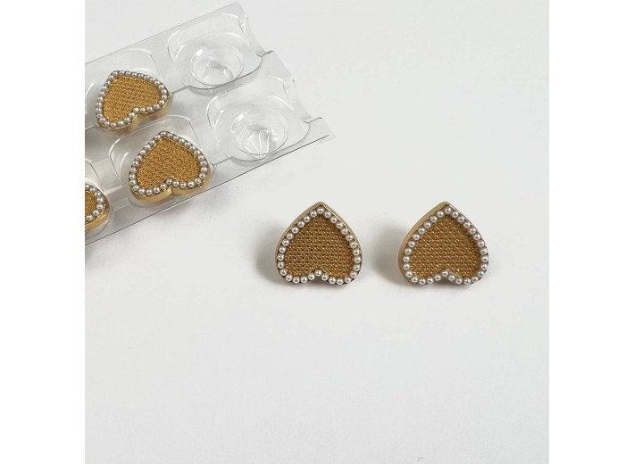 Пуговица "Сердце с жемчугом" золото MP32