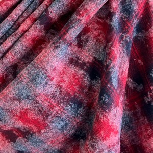 Ткань рубашечная в клетку Гранж Синий/Красный