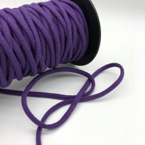Шнур 6 мм круглый плетеный с наполнителем Фиолетовый 100% х/б