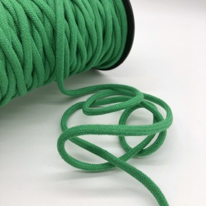 Шнур 6 мм круглый плетеный с наполнителем Зеленый 100% х/б