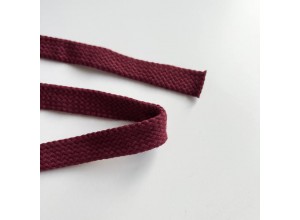 Шнур 15 мм плоский плетеный Бордо темный 100% х/б