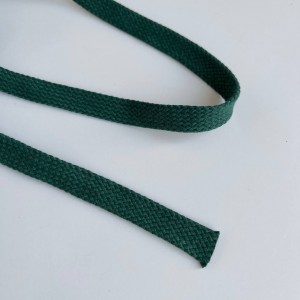 Шнур 15 мм плоский плетеный Лесная зелень 100% х/б