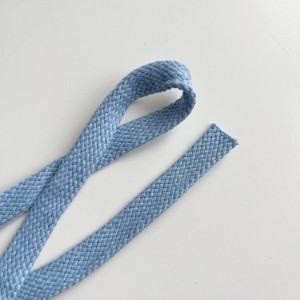 Шнур 15 мм плоский плетеный Пыльно-голубой 100% х/б