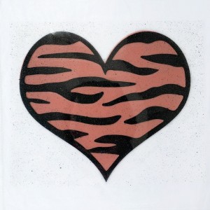 Термотрансфер Тигровое сердце (17х14,8 см) Оранжевый матовый/Черный глиттер