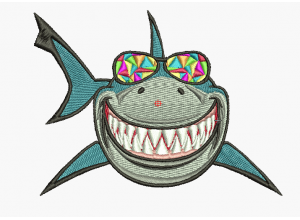 Вышивка "Акула с цветными очками"