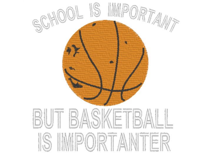 Вышивка "School is important but basketball is important"