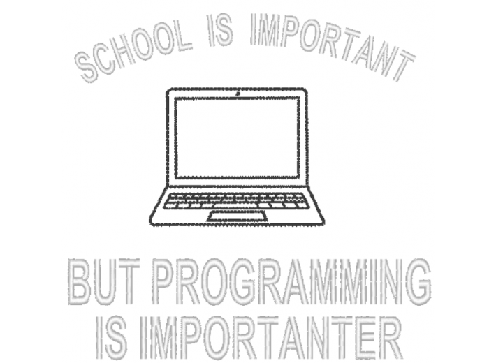 Вышивка "School is important but programming is important"