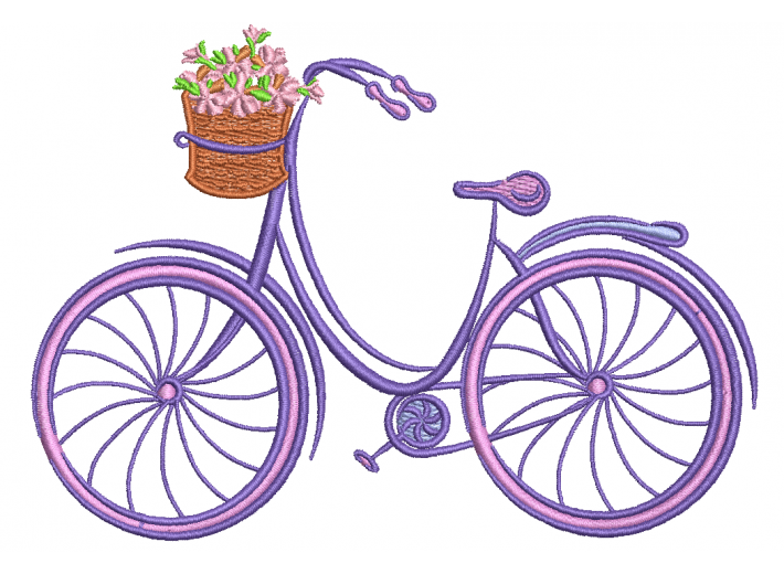 Вышивка "Велосипед с цветами"