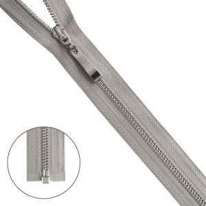 Молния металл разъемная Т5, Светло-серый/никель 75см