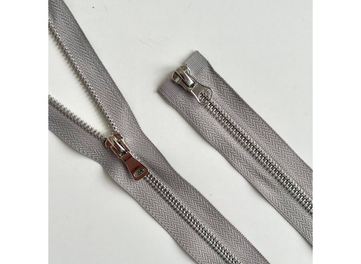 Молния металл разъемная Т5, Светло-серый/никель 2 замка 80см